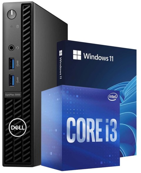 Komputer Dell OptiPlex 3000 i3-12100T 16GB DDR4 256GB NVMe Win11P WiFi - Klasa A - Gwarancja 24M
