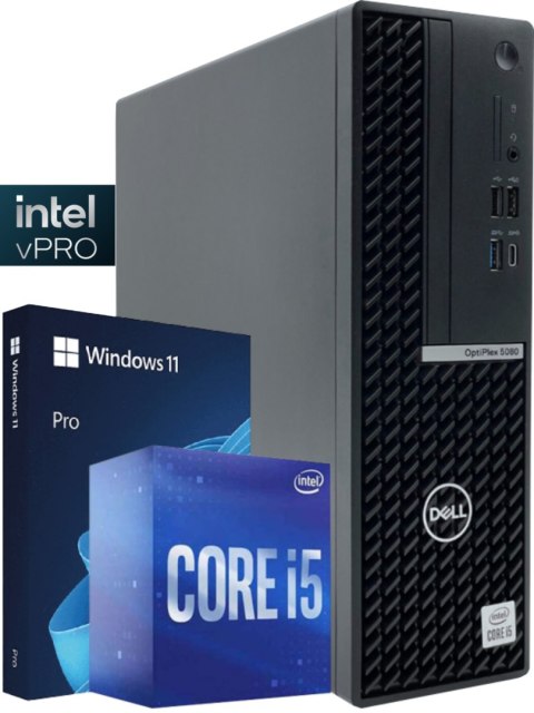 Komputer Dell 5080 SFF i5-10500 16GB DDR4 256GB NVMe Win11P, DVD vPro - Klasa A - Gwarancja 24M