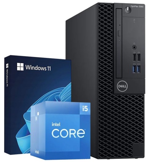 Komputer Dell OptiPlex 3060 SFF i5-8500 16GB DDR4 256GB NVMe DVD Win11 Pro kl.-A - Klasa A- - Gwarancja 24M