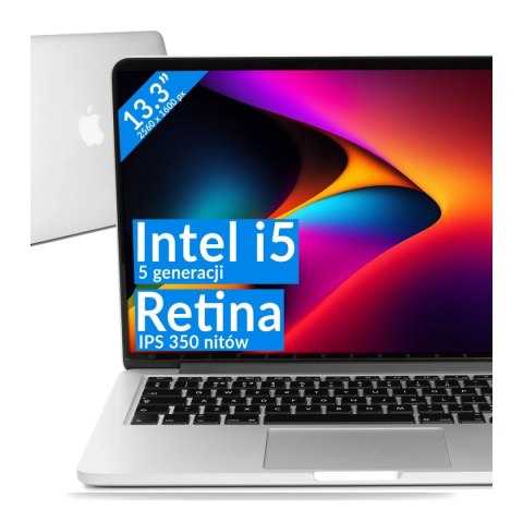 Laptop Apple MacBook Pro 13 A1502 Intel Core i5-5257U 8GB 256SSD Retina IPS MagSafe 2 - Klasa A- - Gwarancja 24M