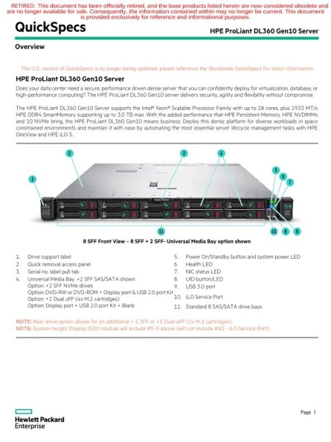 Serwer HPE ProLiant DL380 Gen10 2x Xeon Gold 6138 64GB RAM 8x SFF P408i 2x500W - Klasa A (Poleasingowy / Przetestowany) - Gwaran